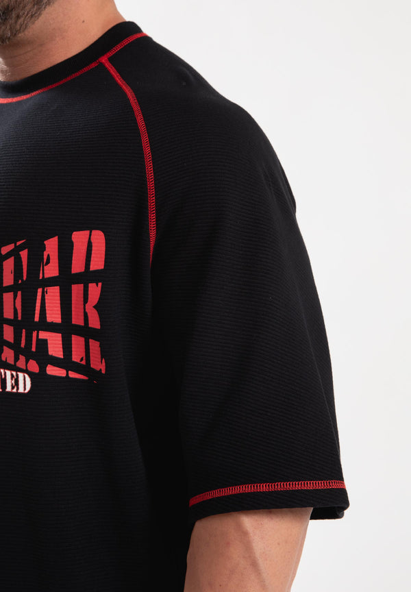 Finley Oversize T-Shirt - Schwarz/Rot