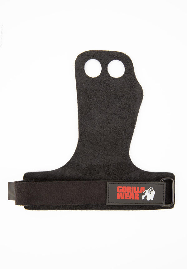 2-Hole Leather Lifting Grips - Schwarz