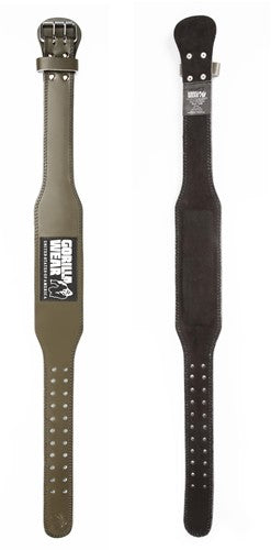 Gorilla Wear 4 Inch Padded Leather Lifting Belt - Armee Grün
