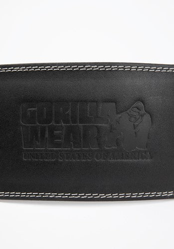 Gorilla Wear 6 Inch Padded Leather Lifting Belt - Schwarz/Schwarz