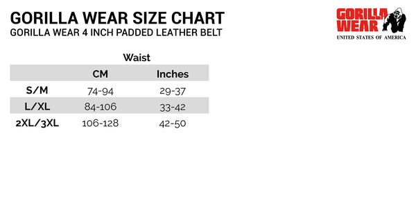 Gorilla Wear 4 INCH Padded Leather Belt - Schwarz