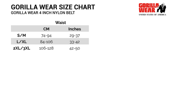 Gorilla Wear 4 Inch Nylon Belt - Schwarz