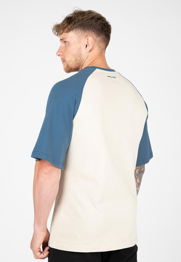 Logan Oversize Shirt Beige/Blau