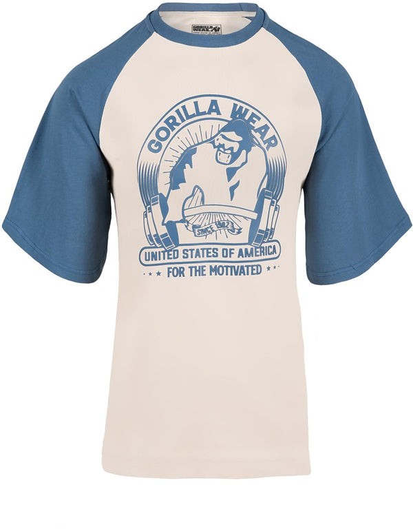 Logan Oversize Shirt Beige/Blau