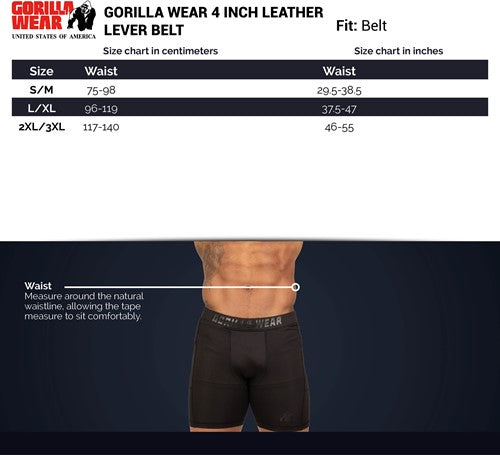 Gorilla Wear 4 Inch Leder Gurt - Schwarz