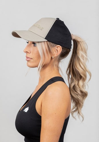 Sharon Ponytail Cap - Beige/Schwarz