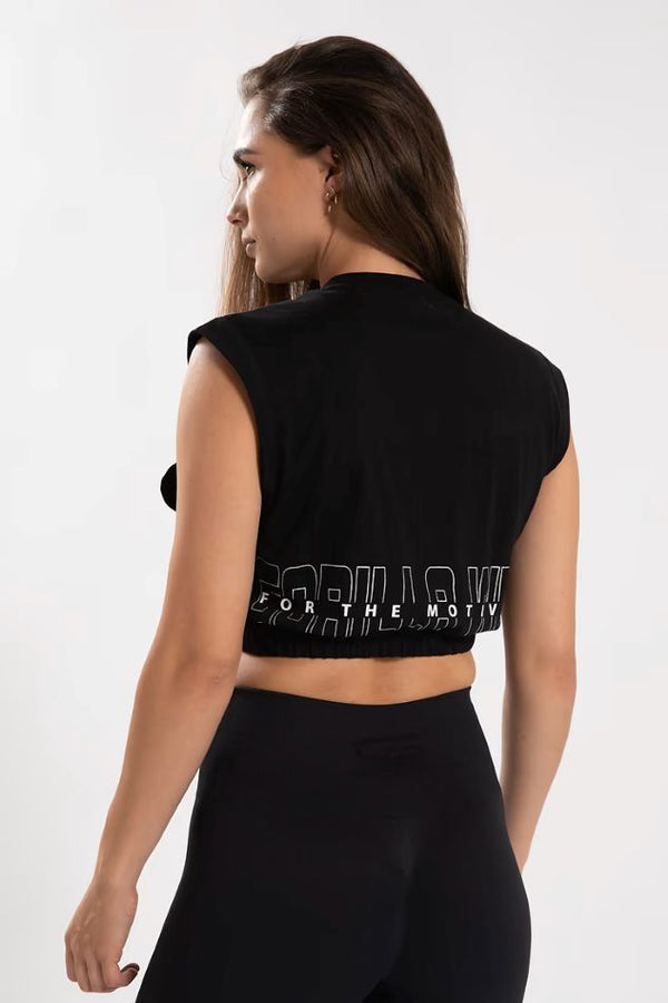 Albion Oversized Crop Top - Schwarz