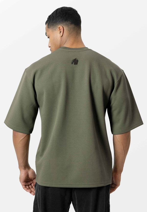 Idaho Oversized Waffle T-Shirt - Armee Grün
