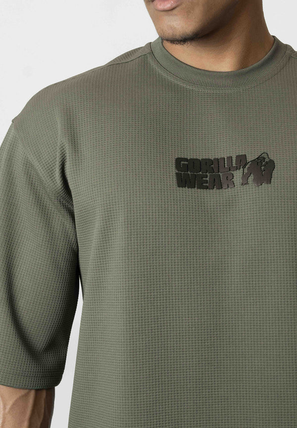Idaho Oversized Waffle T-Shirt - Armee Grün