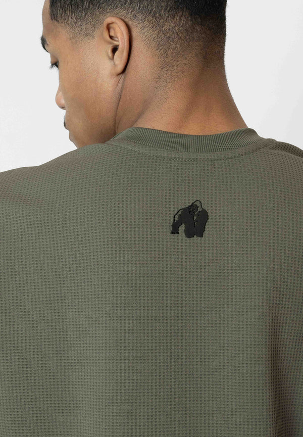 Idaho Oversized Waffle T-Shirt - Armee Grün