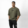 Idaho Oversized Waffle T-Shirt - Armee Grün
