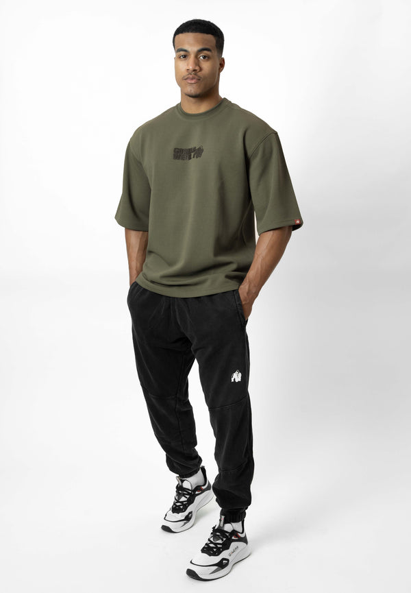 Idaho Oversized Waffle T-Shirt - Armee Grün