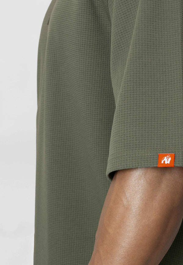 Idaho Oversized Waffle T-Shirt - Armee Grün