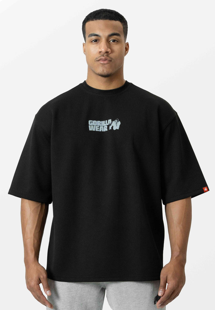 Idaho Oversized Waffle T-Shirt - Schwarz