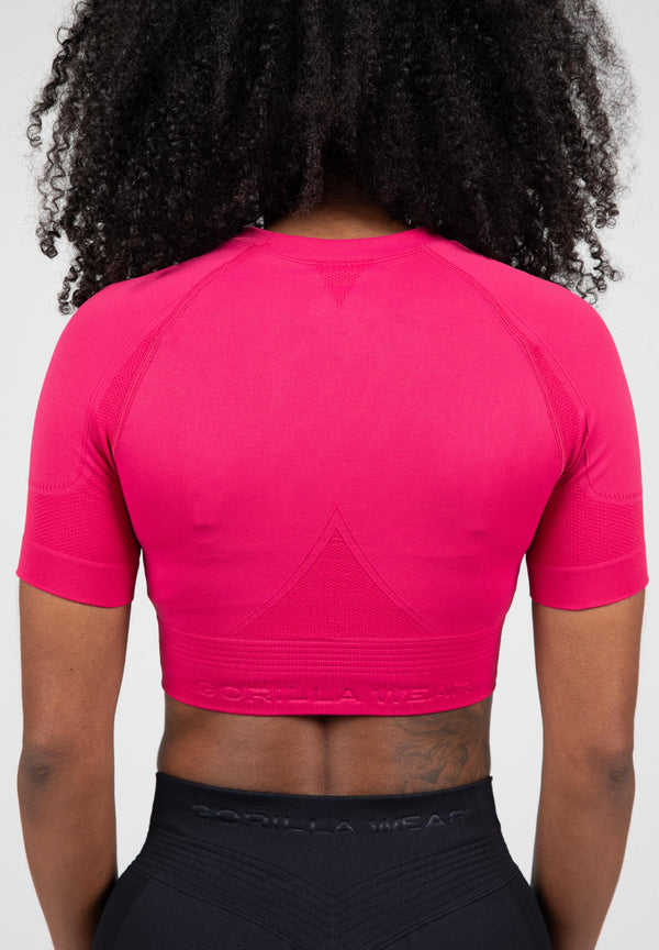 Whitney Seamless Crop Top-Pink