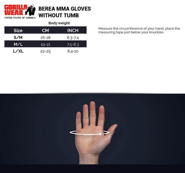 Berea MMA Gloves (ohne Daumen) - Schwarz/Weiss