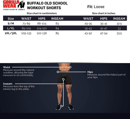 Buffalo Old School Workout Shorts -Schwarz/Grau