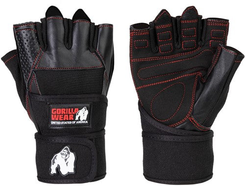 Dallas Wrist Wrap Gloves -Schwarz mit roten Akzenten