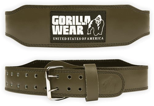 Gorilla Wear 4 Inch Padded Leather Lifting Belt - Armee Grün