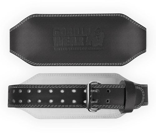 Gorilla Wear 6 Inch Padded Leather Lifting Belt - Schwarz/Schwarz