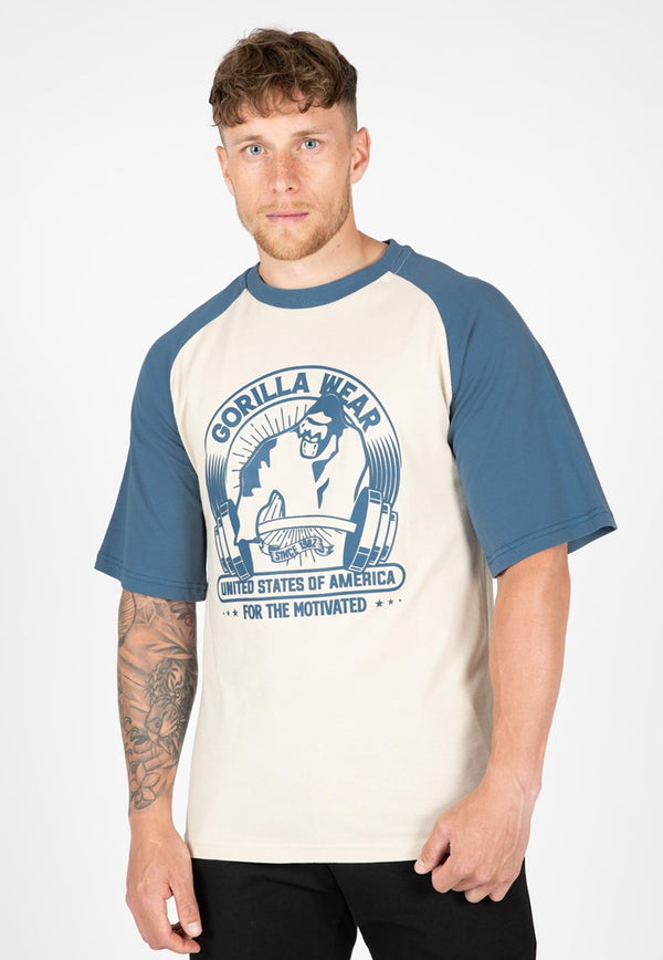 Logan Oversize Shirt Beige/Blau