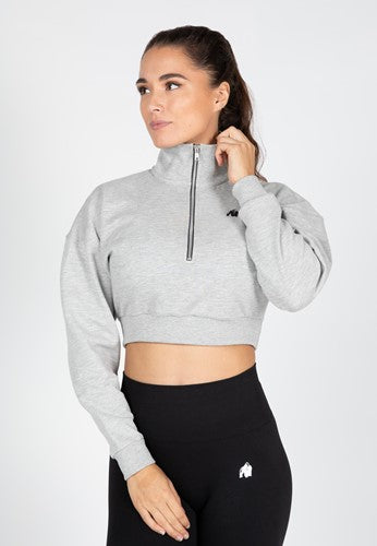 Ocala Cropped Half-Zip Sweatshirt - Grau